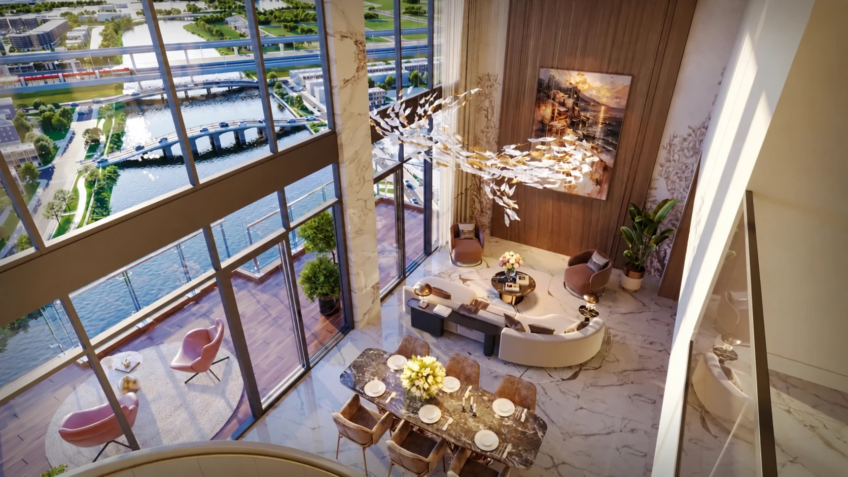 Phối cảnh không gian thông tầng Sky Duplex The Privé